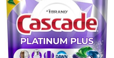 Cascade Platinum Plus Dishwasher Pods, Dishwasher Detergent, Dish Detergent Soap, Lemon, 57 Count