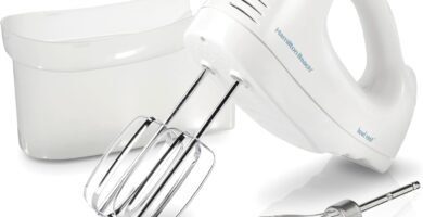 Hamilton Beach 6-Speed Electric Hand Mixer with Whisk, Traditional Beaters, Snap-On Storage Case, 250 Watts, White