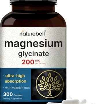Pure Magnesium Glycinate for Sleep, 200mg with Valerian Root, 300 Capsules | 100% Chelated & Purified Mineral Supplement – Ultra High Absorption – Non-GMO, Gluten Free