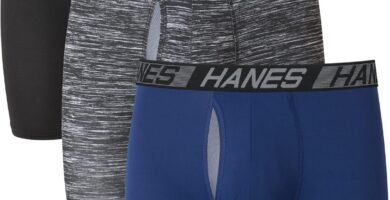 Hanes Men’s Total Support Pouch Boxer Briefs, X-Temp Cooling, Moisture-Wicking Underwear, Regular, Long-leg and Trunk, 3-Pack