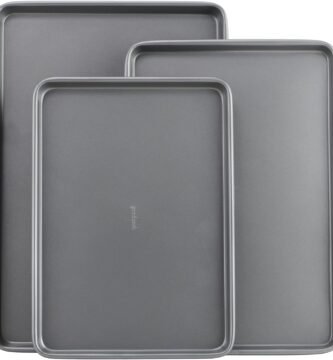 GoodCook Everyday Nonstick Carbon Steel Baking Sheet Set, 3 Pack – Small 13” x 9”, Medium 15” x 10”, Large 17” x 11” – Carbon Steel Cooking Pans, Cookie Sheet Bakeware Set