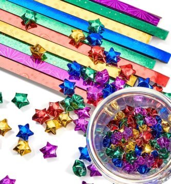 Kigeli 1000 Sheets Paper Strips Foil Star Glitter Origami Stars Shiny Origami Paper for DIY Crafts Weaving Projects(Assorted Color,Stylish Style)