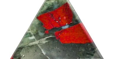 African Bloodstone Pyramid Crystal Healing Stones - 1" Great Pyramid Figurine of Natural Stone Pyramid for Meditation, Reiki, Chakra Balancing and Crystal Pyramids Grid