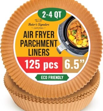 6.3” Small Round Air Fryer Liners, 2-4 qt Airfryer Paper Liners, 125Pcs Disposable parchment paper for air fryer – Non-Stick and Oil Proof for Easy Cleanup by Baker's Signature