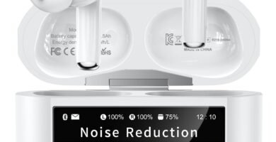 Wireless Earbuds, Bluetooth 5.4 Ear Buds with Multifunctional Touch Screen, ANC/ENC Noise Cancelling Headphones with 48H Playtime, Bass Stereo Sound, for Laptop, Android/iOS, Pad