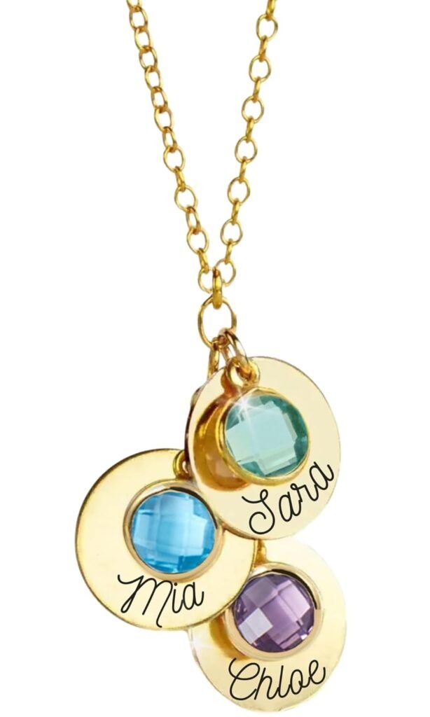 Mom Necklace with Kids Name, Mothers Day Necklace, Birthstone Necklace for Mom, Mother's Jewelry, Personalized Mothers Day Gifts for Grandma -BSN-CN-D