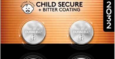 Duracell 2032 Lithium Battery. 4 Count Pack. Child Safety Features. Compatible with Apple AirTag, Key Fob, and other devices. CR2032 Lithium 3V Cell. 2032 Battery, Lithium Coin Battery