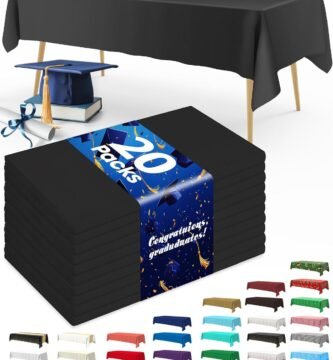 Pureegg Plastic Table Cloth - 20 Packs, Decorative Table Cloth for Rectangle Table, 54''×108'' Tablecloth, Disposable Plastic Tablecloth for Parties, Leakproof, Black