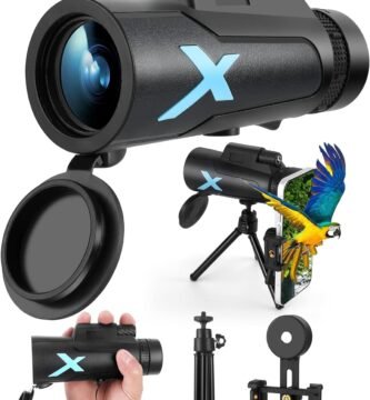 12x50 High-Power Monocular Telescope with Smartphone Tripod, Portable Bag - Ideal for Bird Watching, Hunting, Hiking, Camping - Large Vision with BAK4 Prism and FMC Lens Technology