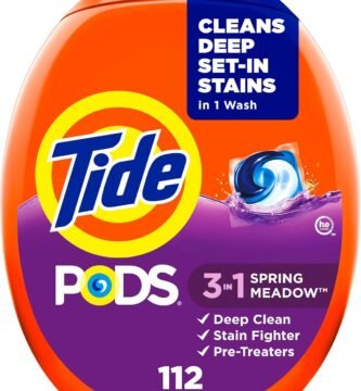 Tide PODS Laundry Detergent Pacs, 3-in-1 Stain Remover, Odor Fighter, Color Protector, 112 Count, HE compatible, Original Scent