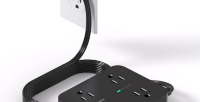 Power Strip Surge Protector, HANYCONY 5Ft Ultra Thin Flat Extension Cord with Multiple Outlets, 8 Widely Outlet Extender 4 USB Ports(2 USB C), 1080J Wall Mount for College Dorm Room Essentials Black
