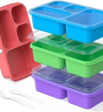 Bento Lunch Box - 4 Pack, 4-Compartment Meal Prep Containers, Adult Lunch Box, Microwave & Dishwasher Safe (Dark-PP(B/P/G/P))