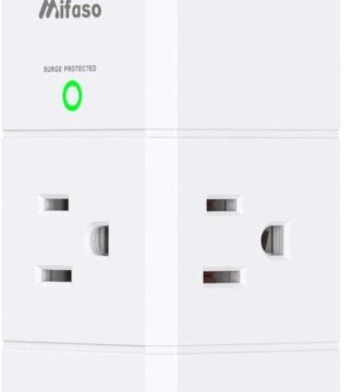 USB Outlet Extender Surge Protector - Mifaso Rotating Plug, 6 AC Multi Plug and 3 USB Ports (1 C), 1800 Joules, 3-Sided Swivel Power Strip Spaced Splitter for Home, Office, Travel