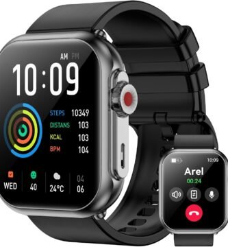 Smart Watch for Men Women, 1000mAh Battery 100-Day Standby Time, 1.85" HD Screen Fitness Tracker, 110+ Sport Modes, IP68 Waterproof, Heart Rate/Sleep Monitor, Fitness Watch for Android/iOS (Black)