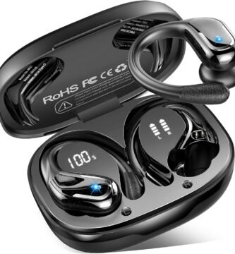Wireless Earbuds Sport, Bluetooth 5.4 Headphones 2025 Bluetooth Earbuds with 75Hrs Stereo, 4 ENC Mic, Over-Ear Buds with Earhooks Noise Canceling Earphones , IP7 Waterproof Headset for Workout/Running