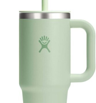 Hydro Flask 24 Oz Travel Tumbler with Handle, Lid and Straw - Insulated Stainless Steel in 24 Oz Aloe Green