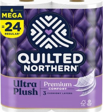 Quilted Northern Ultra Plush Toilet Paper, 6 Mega Rolls = 24 Regular Rolls, 3X Thicker*, 3 Ply Soft Toilet Tissue