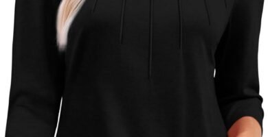 XIEERDUO 3/4 Length Sleeve Womens Tops Round Neck Casual Tunic Tops Basic Pleated Shirts Loose Fit 2025