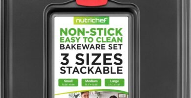 NutriChef 3-Piece Nonstick Kitchen Oven Baking Pans - Premium & Stylish Non-Stick Steel, Commercial Grade Restaurant Quality Metal Bakeware with Red Silicone Handles - Easy to Clean, NCSBS3S