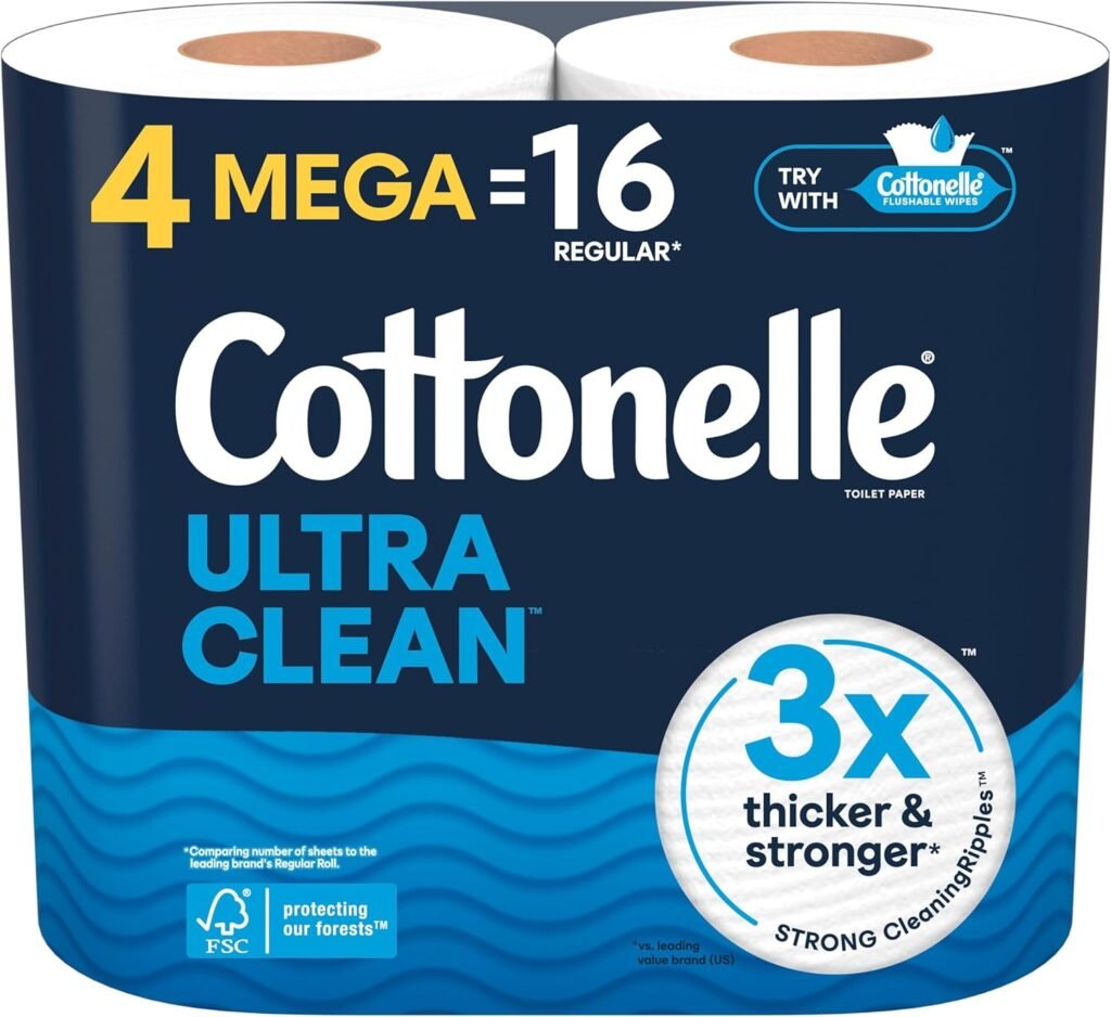 Cottonelle Ultra Clean Toilet Paper - 4 Mega Rolls (16 Regular Rolls), 284 Sheets Each