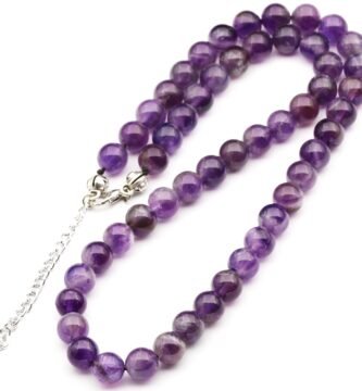 Natural Amethyst Beaded Choker, Genuine Purple Crystal Necklace, Fancy Gemstone Choker, 8mm Beads, Unique Fashion Jewelry, Healing Crystal Chakra Necklace, Durable Stone Necklace, Aquarius Necklace