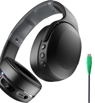 Skullcandy Crusher Evo Wireless Bluetooth Headphones with Multi-Sensory Bass and Charging Cable, Noise Isolating Over-Ear Fit, Up to 40 Hours Battery, Microphone for iPhone Android - True Black