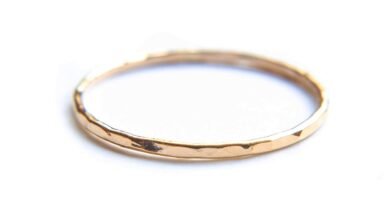 Hammered Gold Ring, Gold Stacking Rings, Minimalist Rings, Skinny Rings for Women (3, Gold Fill)