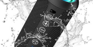 Ortizan Portable Bluetooth Speaker: IPX7 Waterproof, 24W Loud Sound, Deep Bass, Bluetooth 5.3, LED Lights, Wireless Stereo Pairing, 30H Playtime, for Home/Outdoor/Party/Beach, Birthday Gift (Black)