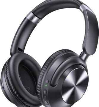 TAGRY Active Noise Cancelling Headphones 100H Playtime Over Ear Bluetooth Headphones with Deep Bass Light Weight Earphones Comfort Headsets with Fast Charging for Travel Home Office PC Black