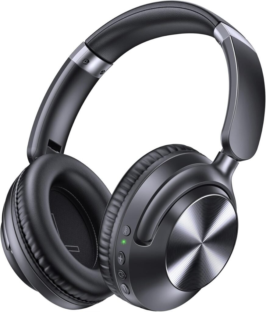 TAGRY Active Noise Cancelling Headphones 100H Playtime Over Ear Bluetooth Headphones with Deep Bass Light Weight Earphones Comfort Headsets with Fast Charging for Travel Home Office PC Black