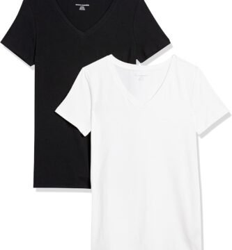 Amazon Essentials Women's Classic-Fit Short-Sleeve V-Neck T-Shirt, Multipacks