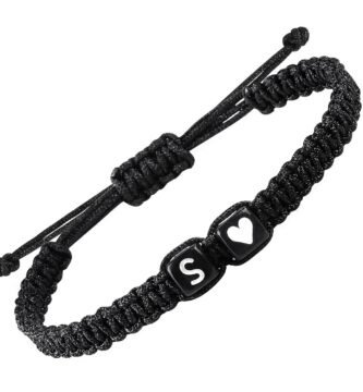 Matching Couple Bracelets Letter Initial Bracelet for Men Women Cute Anniversary Couple Gifts Long Distance Couple Gifts for Him Her Gifts for Boyfriend Girlfriend Son Bestfriend (S)