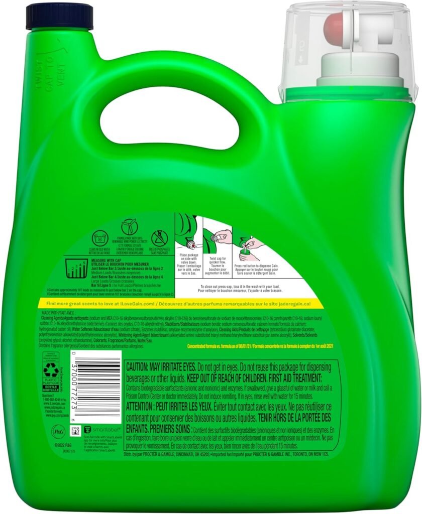 Gain + Aroma Boost Liquid Laundry Detergent Original Scent 107 Loads 154 oz HE Compatible (Pack of 2)