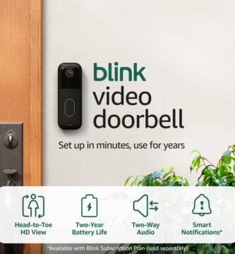 All-new Blink Video Doorbell – Head-to-toe HD view, two-year battery life, and simple setup. Required Sync Module not included – Add-On (Black)