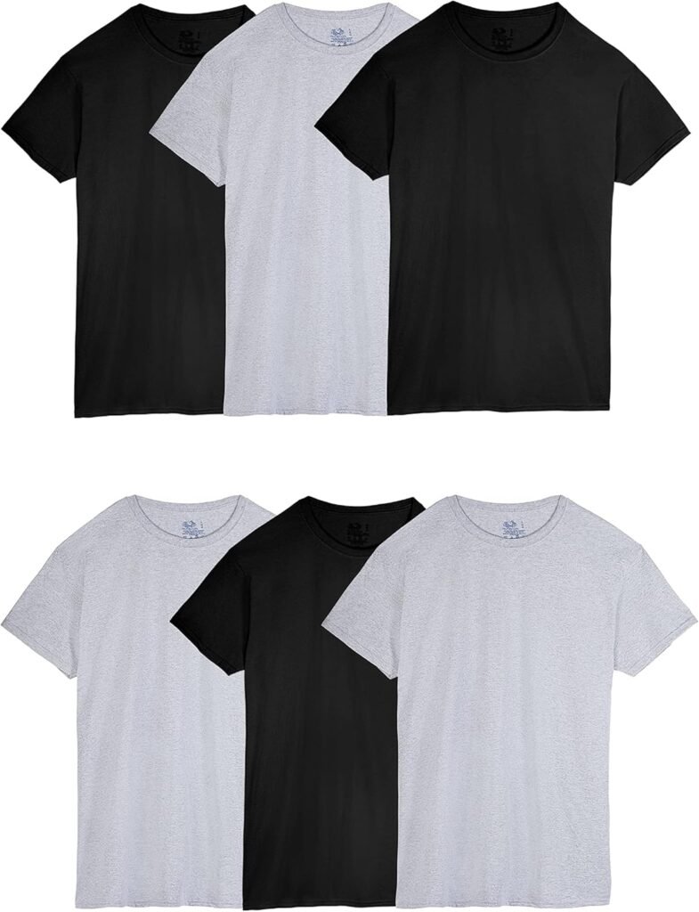 Fruit of the Loom Men's Crew Tee Undershirts, Moisture Wicking & Tag Free, Also Available in Big & Tall