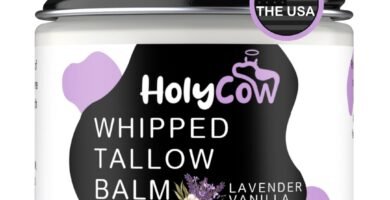 Beef Tallow For Skin - Whipped Tallow Balm with Organic Jojoba Oil, Grass Fed Beef Tallow Face Moisturizer for Eczema, Baby, Lip Balm - Lotion For Extremely Dry Skin (Lavender Vanilla)