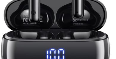 Wireless Earbuds Bluetooth Headphones, Ear Buds with Deep Bass, 40H Long Playtime, LED Power Display, IP7 in Ear Earphone with Mic for iPhone Android Phone Sports Workout, Black