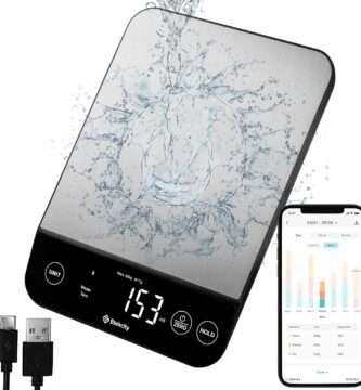 Etekcity Food Nutrition Scale, Smart Food Scale for calorie count, IPX6 Waterproof, Rechargeable, Bluetooth, Ounces and Grams for Weight Loss, Cooking, 304 Stainless Steel, Luminary 22lb