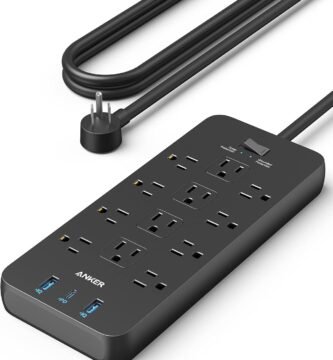 Anker Power Strip with 3 USB Ports, Surge Protector (2100J-10ft), 12 Outlets with 2 USB-A Ports and 1 USB-C Port,Works with iPhone 16/16 Plus/16 Pro/16 Pro Max,for Home,Office, TUV Listed