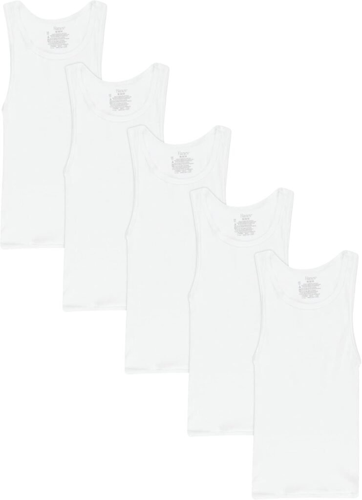 Hanes Boys' Ecosmart Cotton Tank Undershirt 5-Pack