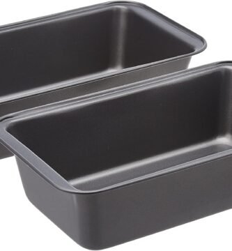 Amazon Basics Rectangular Baking Bread Loaf Pan, 9.5 x 5 Inch, Set of 2, Gray