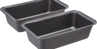 Amazon Basics Rectangular Baking Bread Loaf Pan, 9.5 x 5 Inch, Set of 2, Gray