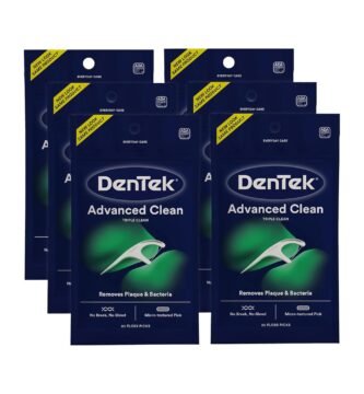 DenTek Triple Clean Advanced Clean Floss Picks, No Break & No Shred Floss, 20 Count, 6 Pack