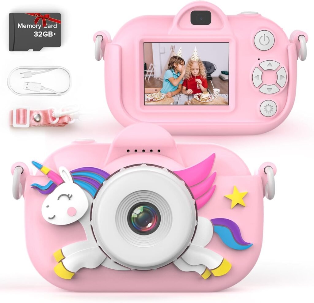 Kids Camera for Girls, 3-12 Year Old Girl Toys Christmas Birthday Gifts, 32MP HD Dual Lens Toddler Camera for Kids, 1080P Video Kids Digital Camera, Kid Camera Toys with 32GB TF Card