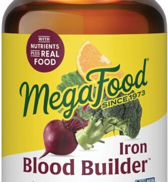 MegaFood Blood Builder Iron Supplement Clinically Shown to Increase Iron Levels Without Side Effects, Vegan Supplement for Women with Vitamin C, Vitamin B12 & Folic Acid, 30 Tablets
