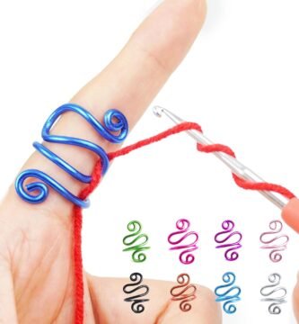 Handmade Crochet Tension Ring, Lefties & Righties Yarn Tension Control, Adjustable Companion Ring, Gift for Crocheters Knitters, Birthday Gifts For Mom, Teacher (Size 4-7, Blue)
