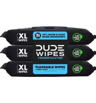 DUDE Wipes - Flushable Wipes - 3 Pack, 144 Wipes - Unscented Extra-Large Adult Wet Wipes - Vitamin-E & Aloe - Septic and Sewer Safe