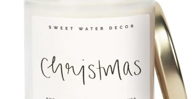 Sweet Water Decor Christmas Scented Candle - Cinnamon, Trees, Orange, and Clove Scented Winter Candle - Christmas Candles and Decor for Home - 9oz. Clear Jar Soy Candle, Made in the USA