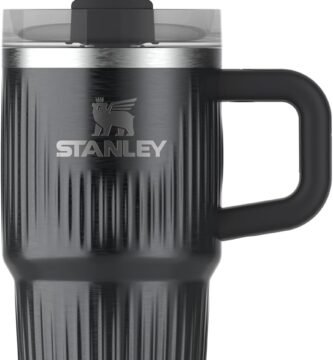 Stanley Quencher H2.0 Tumbler with Handle and Straw 20 oz | Flowstate 3-Position Lid | Cup Holder Compatible for Travel | Insulated Stainless Steel Cup | BPA-Free | Fluted Black