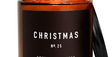Sweet Water Decor Christmas Candle | Christmas Tree, Apple Cider, and Cinnamon, Winter Holiday Scented Soy Candles for Home | 9oz Amber Jar, 40 Hour Burn Time, Made in the USA